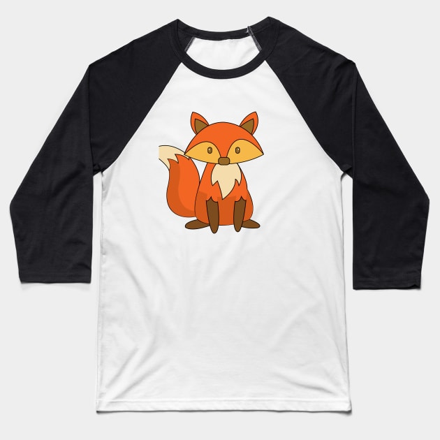 Sitting Fox Baseball T-Shirt by DickinsonDesign
